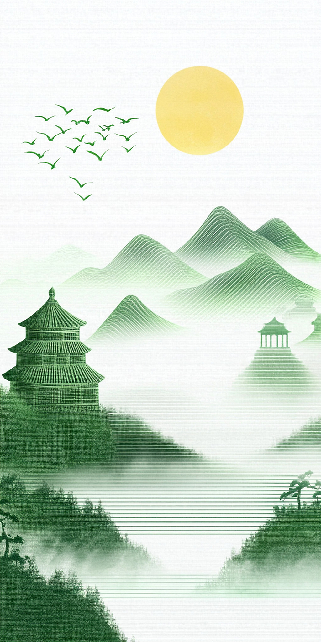 清明节清幽山水朦胧之美AI