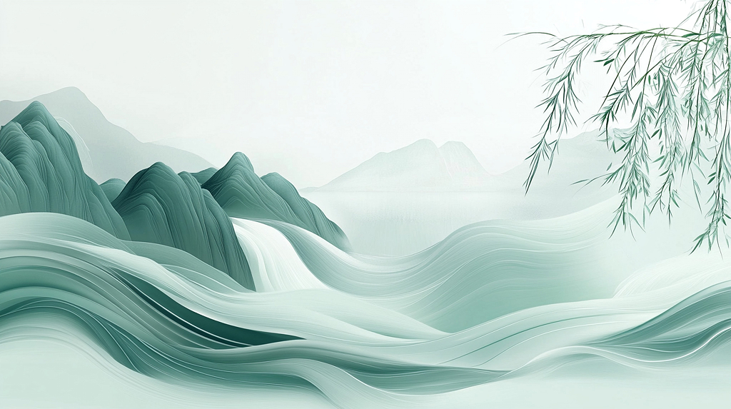 清明节写意山川淡雅风情AI