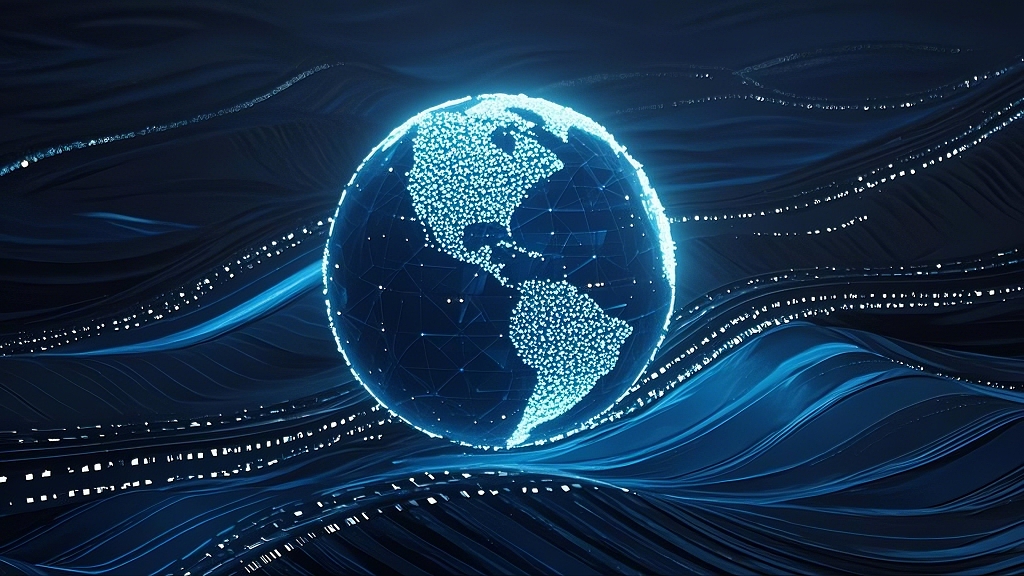 点线组成的北美洲轮廓的科技地球画面AI