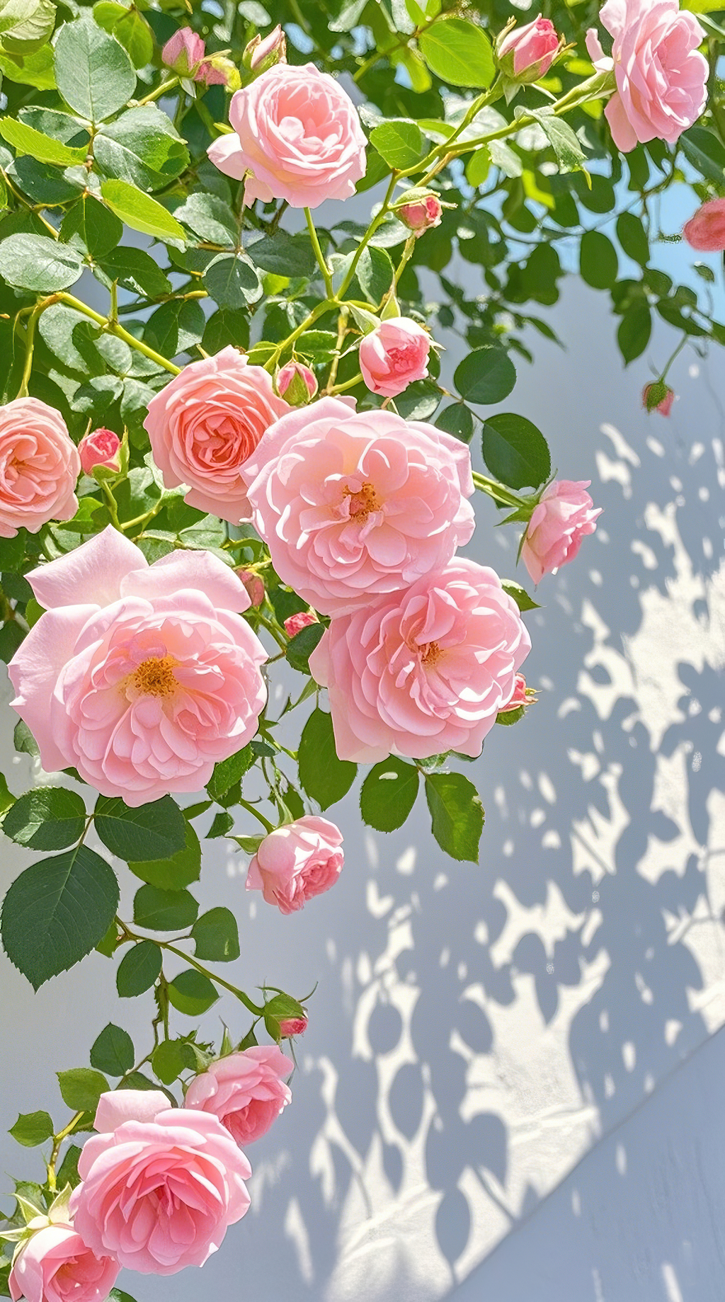 粉色玫瑰花在阳光下绽放尽显浪漫气息玫瑰花氛围背景	AI