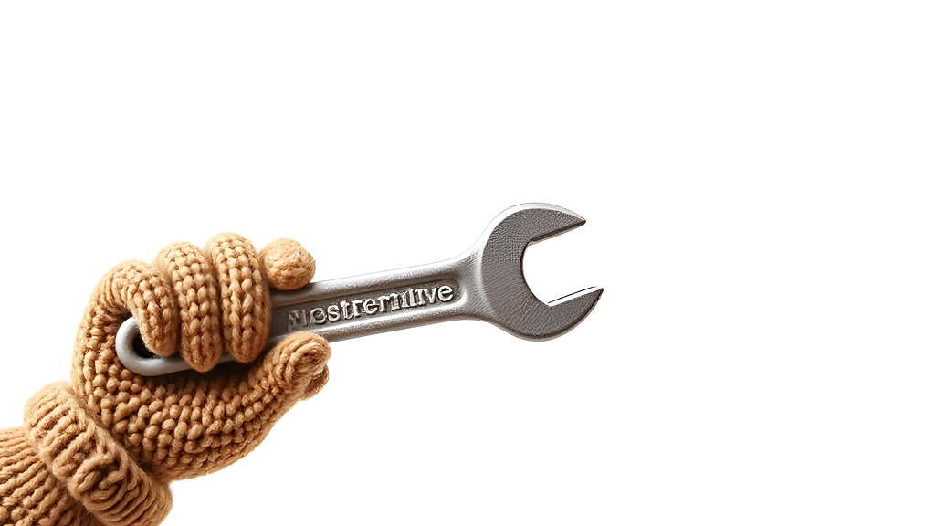 针织手套握着写有文字的扳手AI