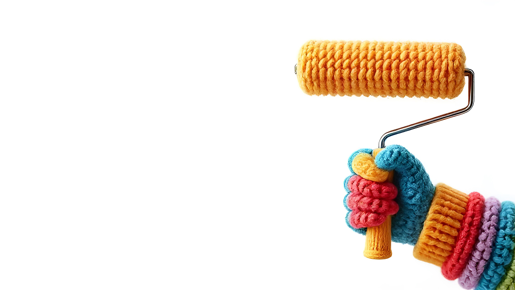 彩色针织手套握着毛线滚筒刷AI