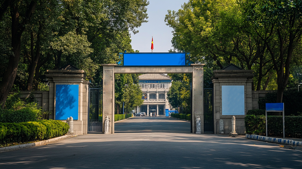 教育高校校园大门摄影图AI