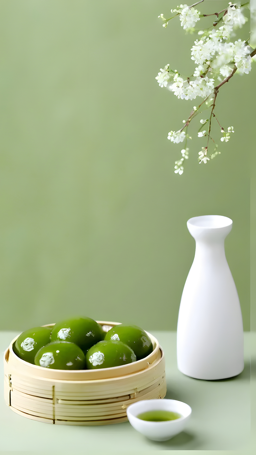 传统节日清明节传统美食青团春意盎然的点心AI