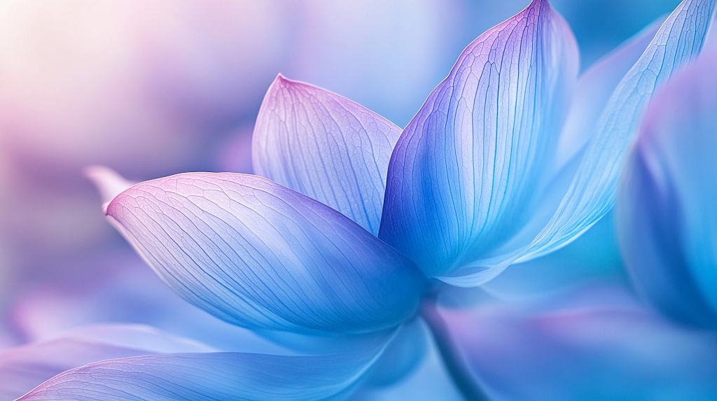 特写呈现蓝紫色花瓣细腻纹理与柔和渐变的画面AI