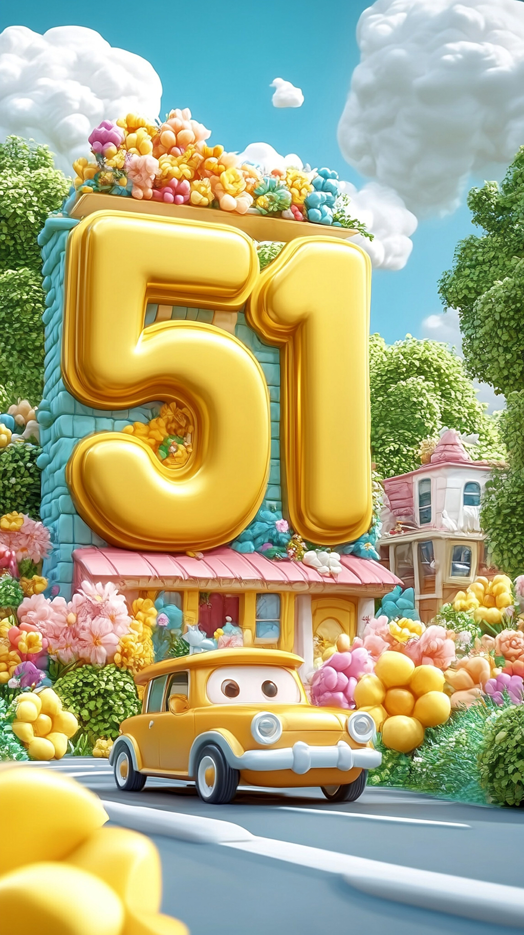 五一节卡通风格多彩场景营造的欢乐出行画面AI