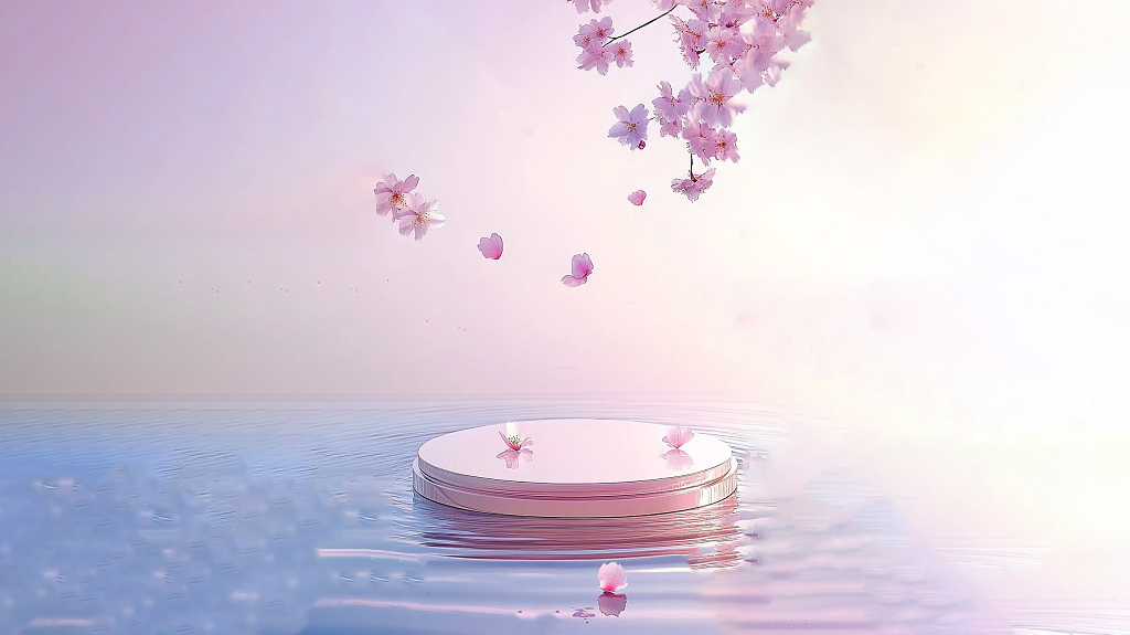 飘落花瓣动态背景图片AI