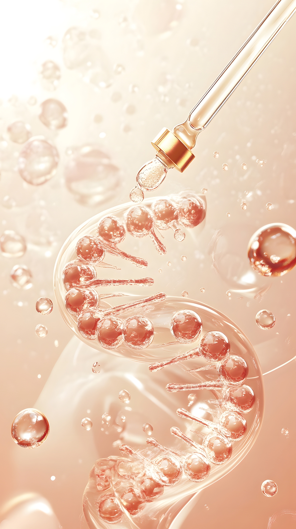美容科技医美透明精华液与气泡的微观世界AI