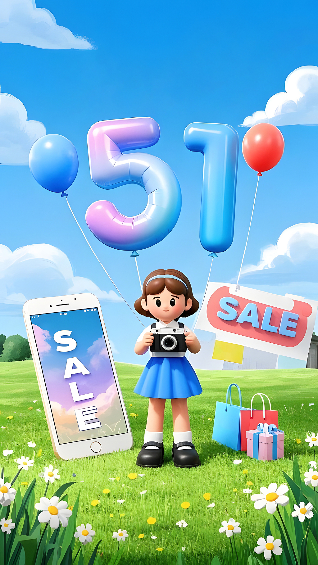 五一劳动节卡通促销宣传图AI