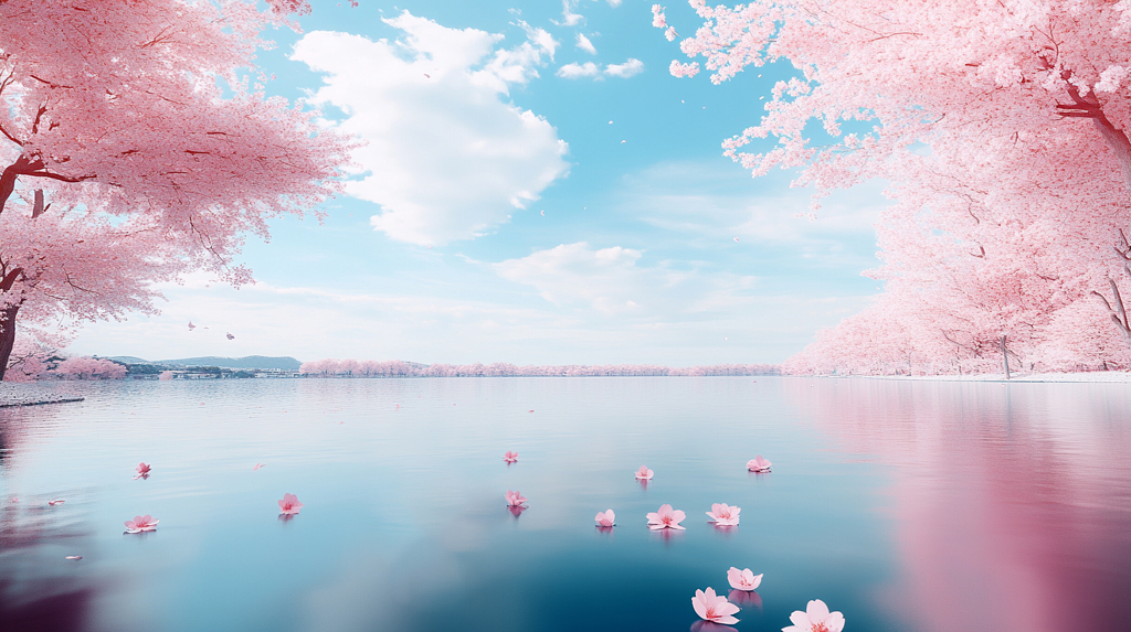 唯美花瓣背景图桌面壁纸飘落花瓣动态背景图片AI