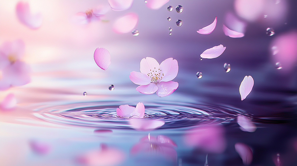 唯美花瓣背景图桌面壁纸飘落花瓣动态背景图片AI