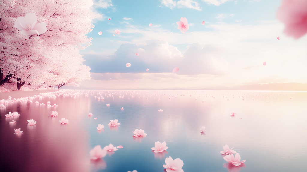 唯美花瓣背景图桌面壁纸飘落花瓣动态背景图片AI