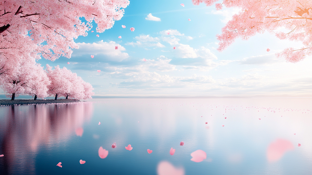 唯美花瓣背景图桌面壁纸飘落花瓣动态背景图片AI