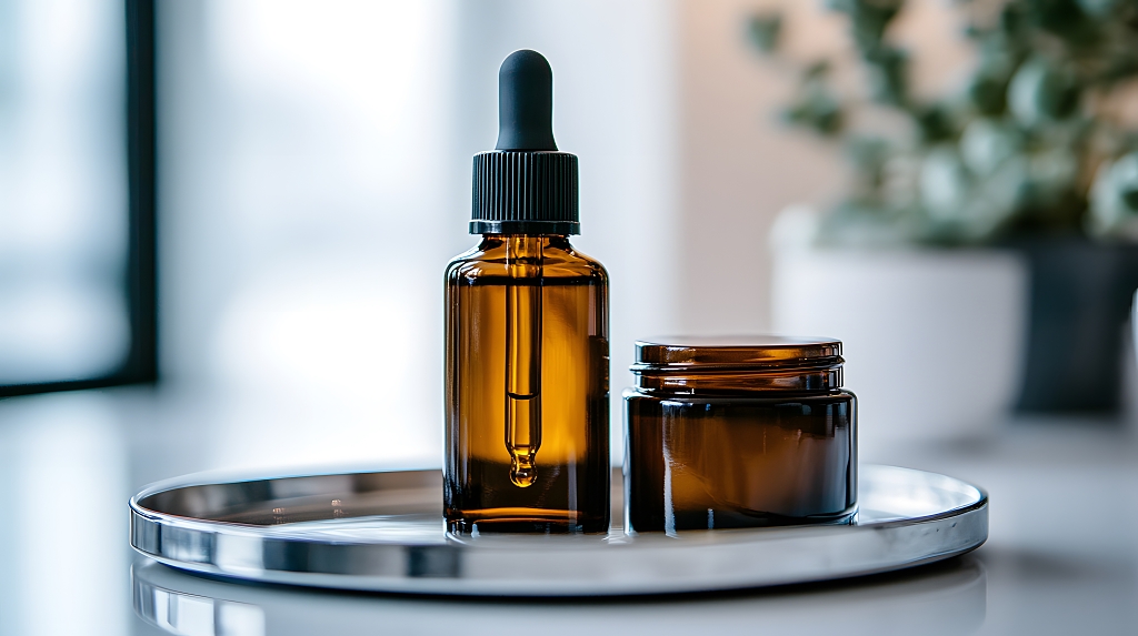 美容精油滴管瓶窗台展示AI