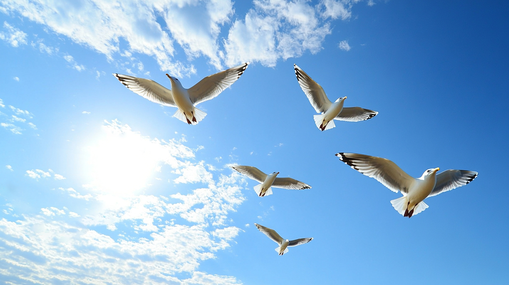 一群飞鸟于广阔天际振翅翱翔AI