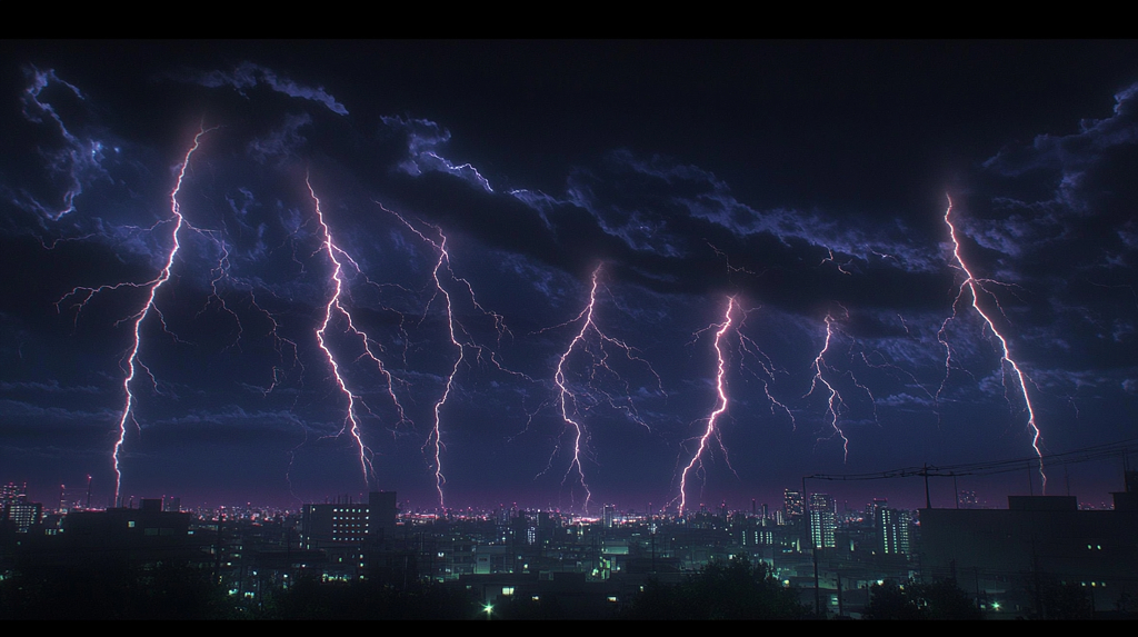 黑夜中划破长空气势磅礴的闪电AI