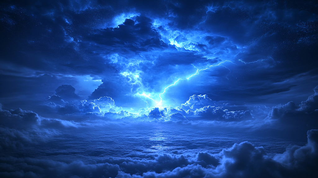 黑夜中划破长空气势磅礴的闪电AI