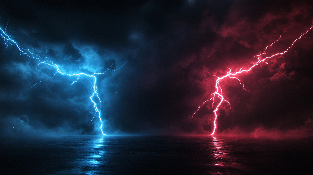 黑夜中划破长空气势磅礴的闪电AI