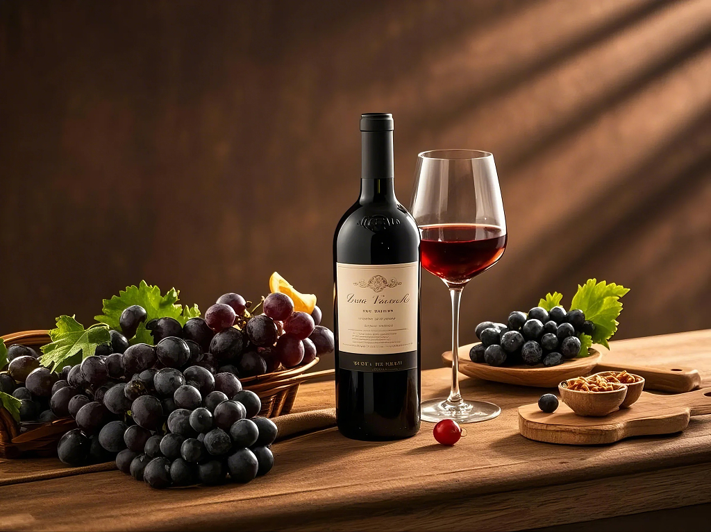 葡萄红酒展示高清摄影