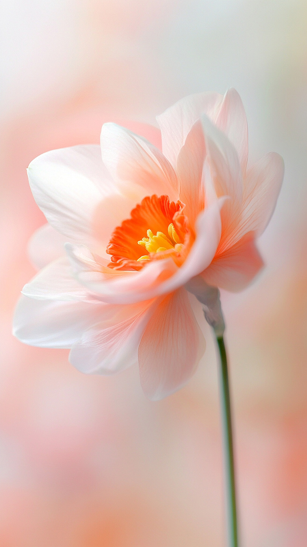 单株娇艳水仙绽放展现柔美春日气息AI