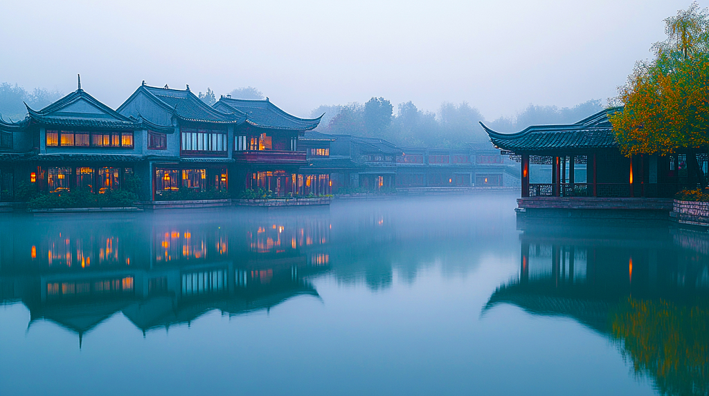 中式园林摄影图AI
