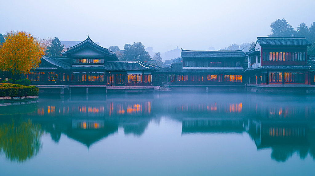 中式园林摄影图AI