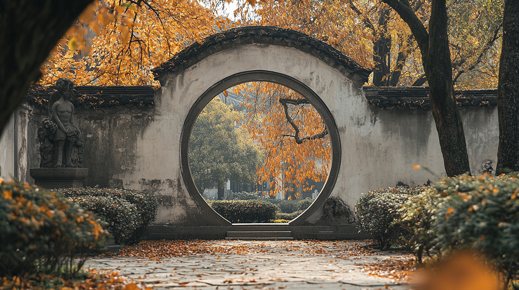 中式园林摄影图AI