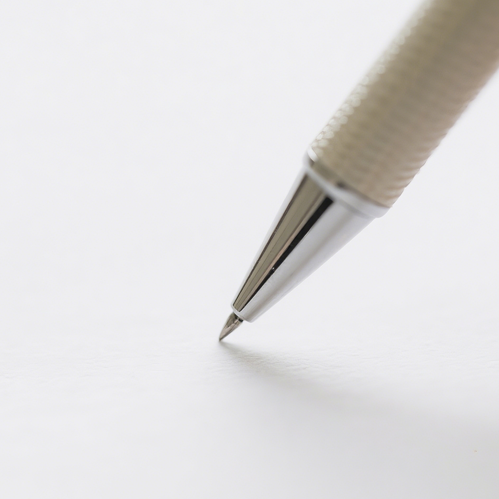 白色背景上的笔尖静物在白纸上书写