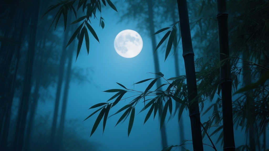 竹影婆娑映月色精美的作品