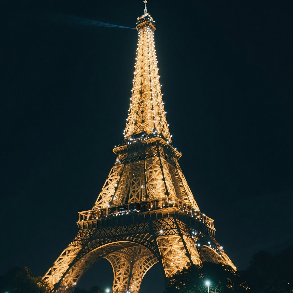 巴黎铁塔夜景精美的作品