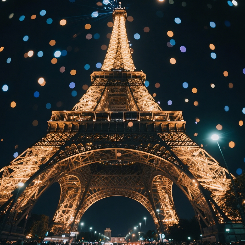 巴黎铁塔夜景精美的作品