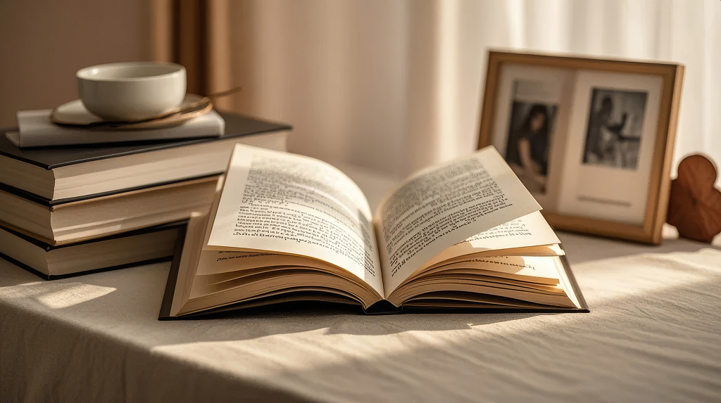 世界读书日书桌打开的书本阅读学习背景