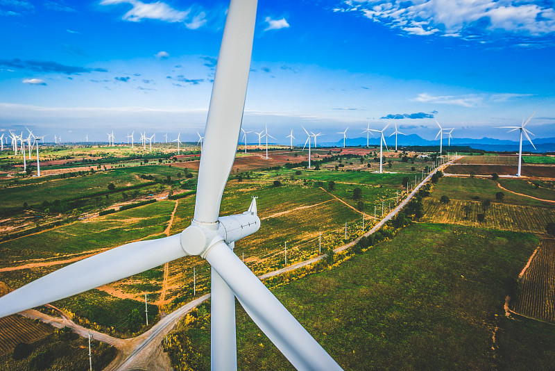 风力涡轮机，风能概念。