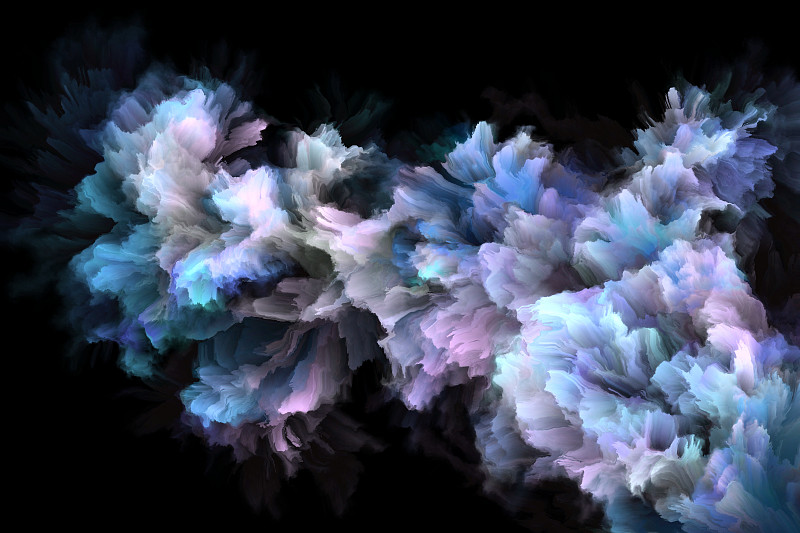 黑色背景上的冰晶，冬季圣诞设计元素