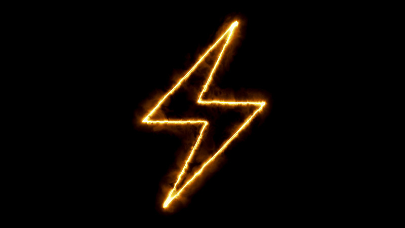 黑色背景上的闪电标志。