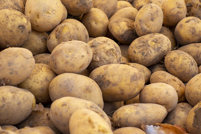 在农贸市场购物。土豆