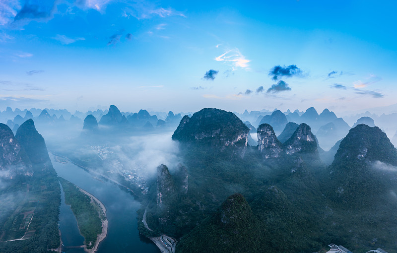 桂林山水自然景观鸟瞰图
