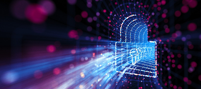 锁定数据隧道。网络安全技术。线框的概念