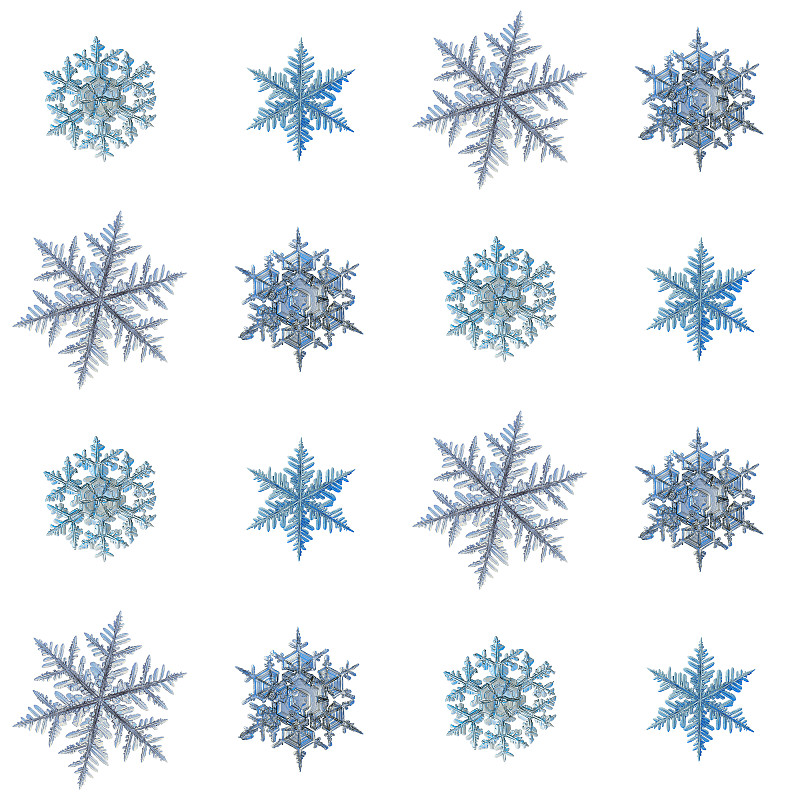 雪花孤立在白色的背景上