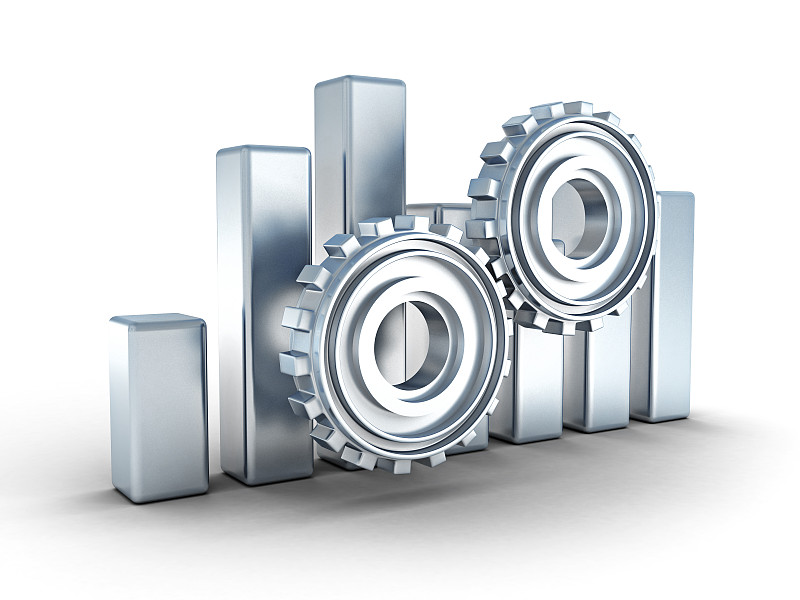 金属柱状图与工作连接齿轮