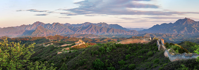 潘隆岭长城的全景，北京，中国
