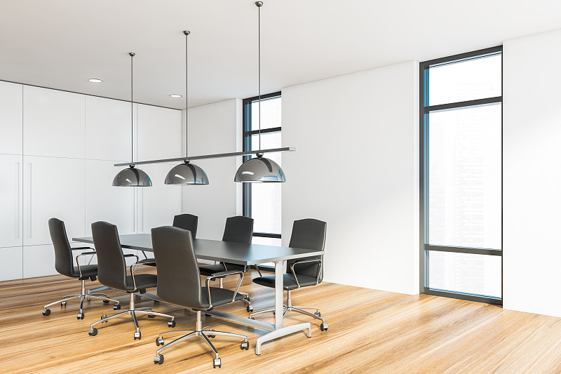 现代白色会议室角落