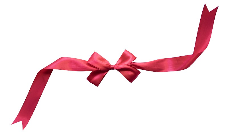 甜蜜的红丝带与蝴蝶结隔离