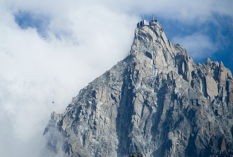 来自chamonix山谷的Aiguille du midi和bossons冰川