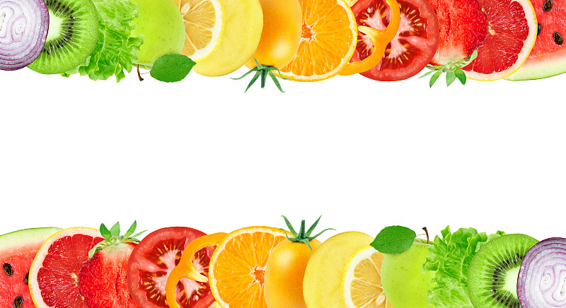 混合水果和蔬菜拼贴画