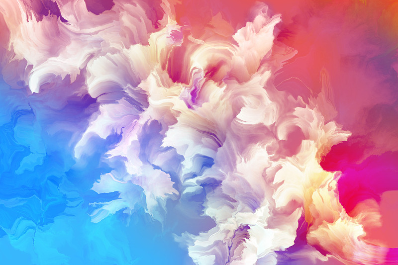 蓝红色花卉画背景，水彩画。