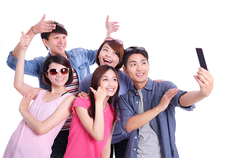 快乐的青少年拍照