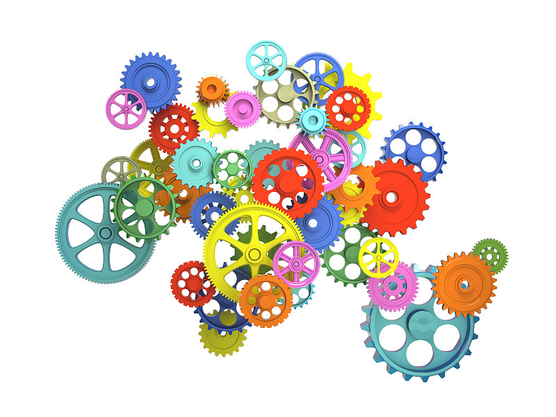 彩色3 d齿轮
