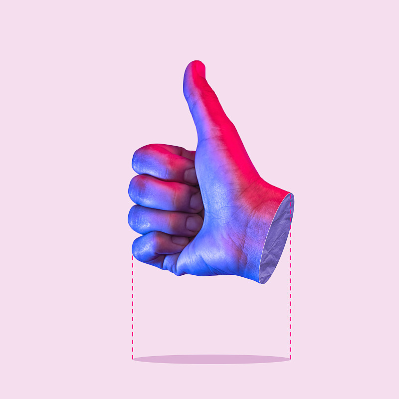 批准的姿态。拼贴艺术。