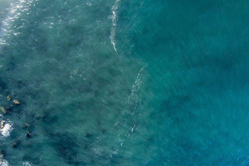 空中俯瞰俯瞰绿色的海洋表面背景